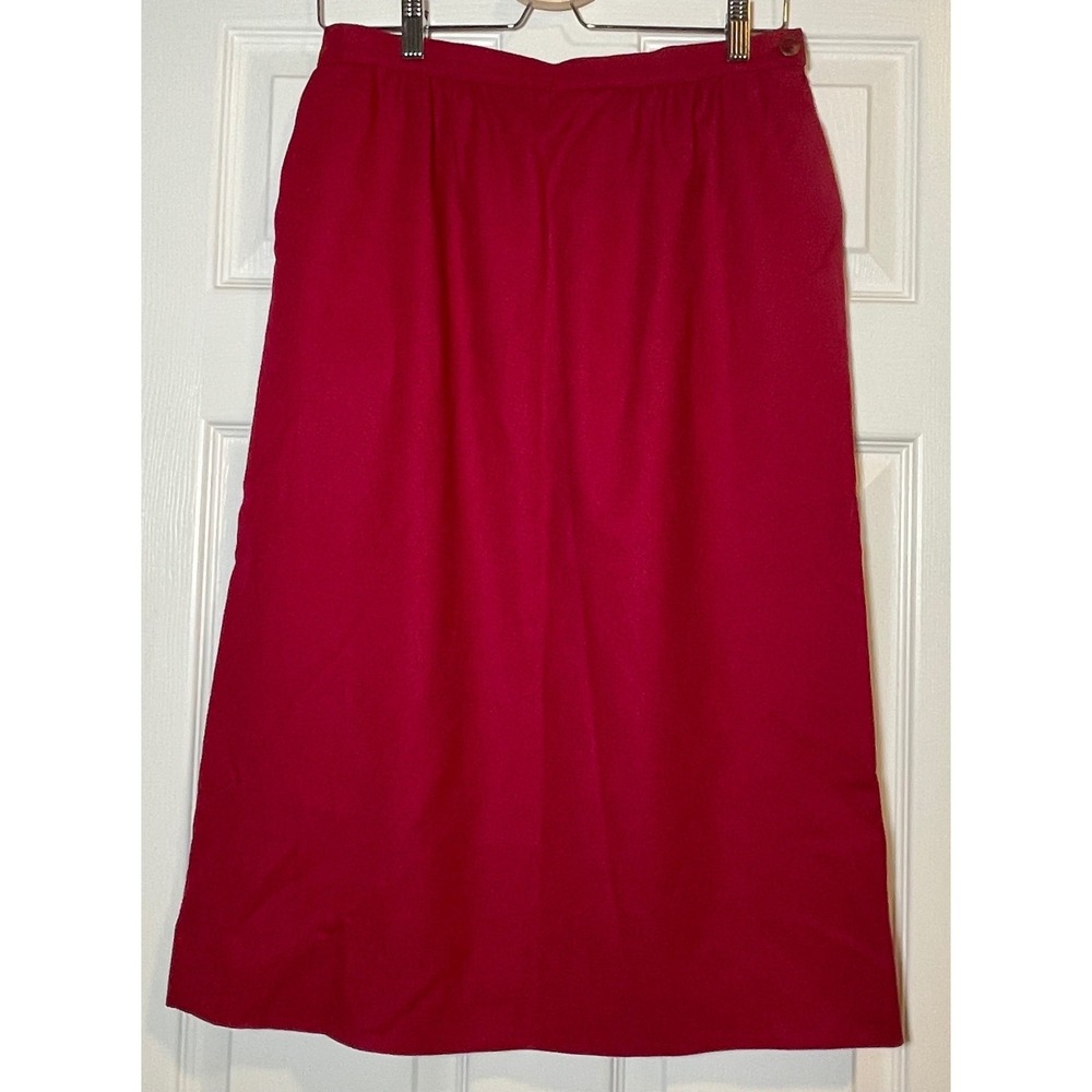 Pendleton Skirt Women Size 12 Red 100% Virgin Wool Pencil Midi USA Made Vintage